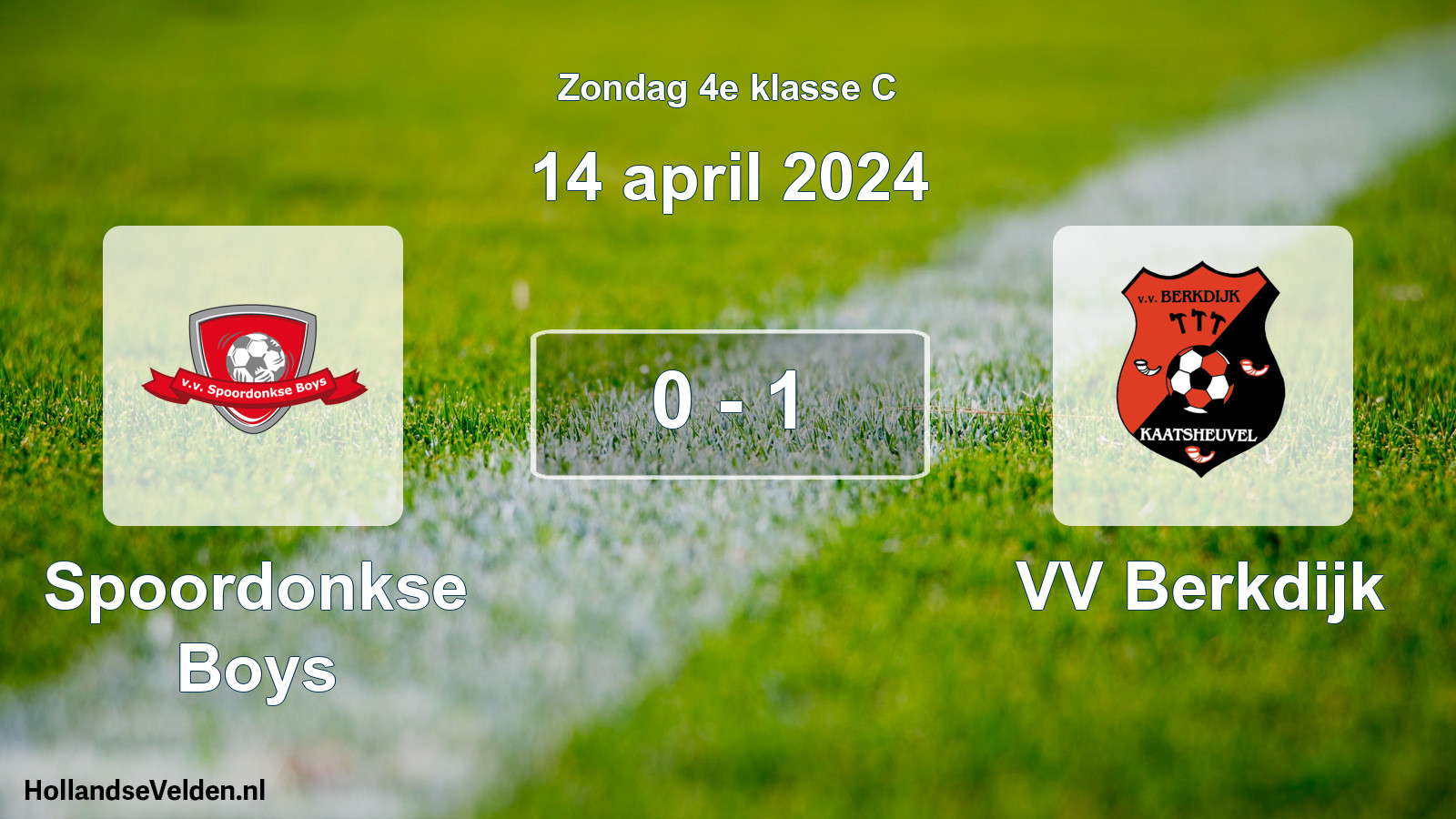 Total number of matches played: Spoordonkse Boys - VV Berkdijk 0 - 1 (14 April 2024)
