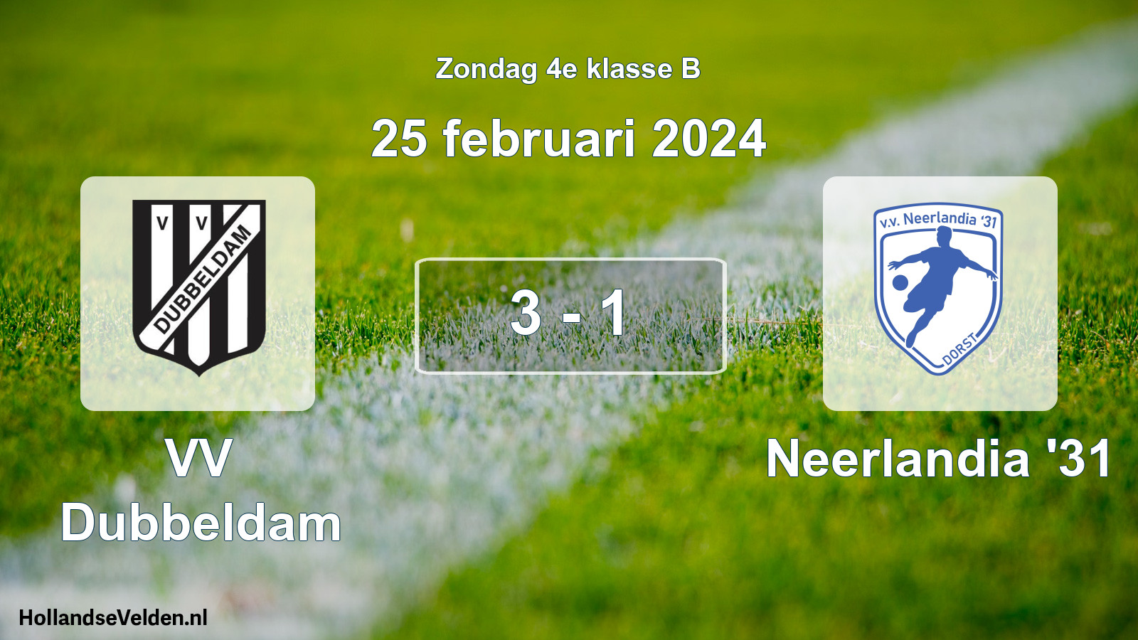 Total number of matches played: VV Dubbeldam - Neerlandia '31 3 - 1 (25 February 2024)