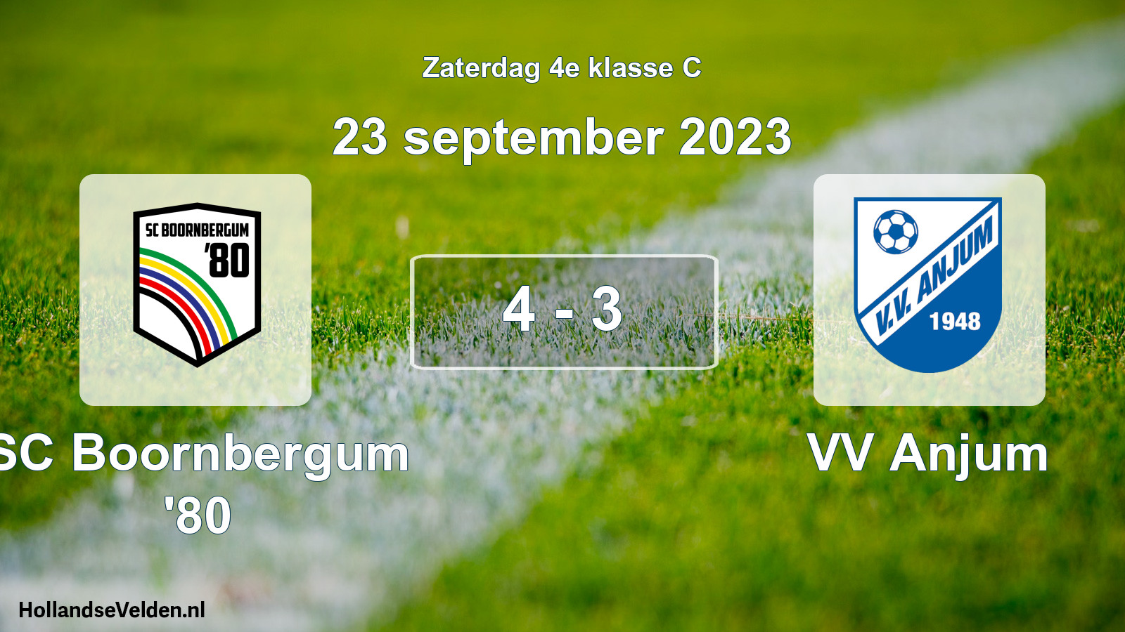 Total number of matches played: SC Boornbergum '80 - VV Anjum 4 - 3 (23 September 2023)
