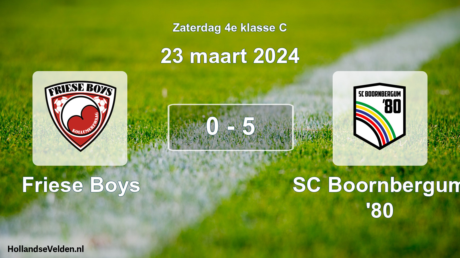 Total number of matches played: Friese Boys - SC Boornbergum '80 0 - 5 (23 March 2024)