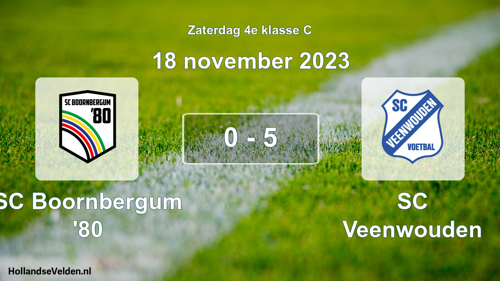 Total number of matches played: SC Boornbergum '80 - SC Veenwouden 0 - 5 (18 November 2023)