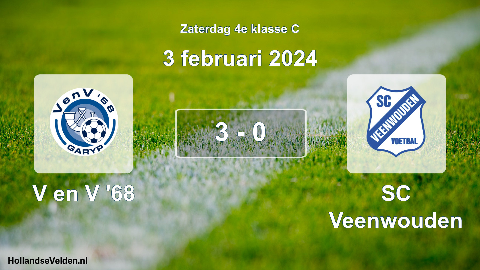 Total number of matches played: V en V '68 - SC Veenwouden 3 - 0 (3 February 2024)