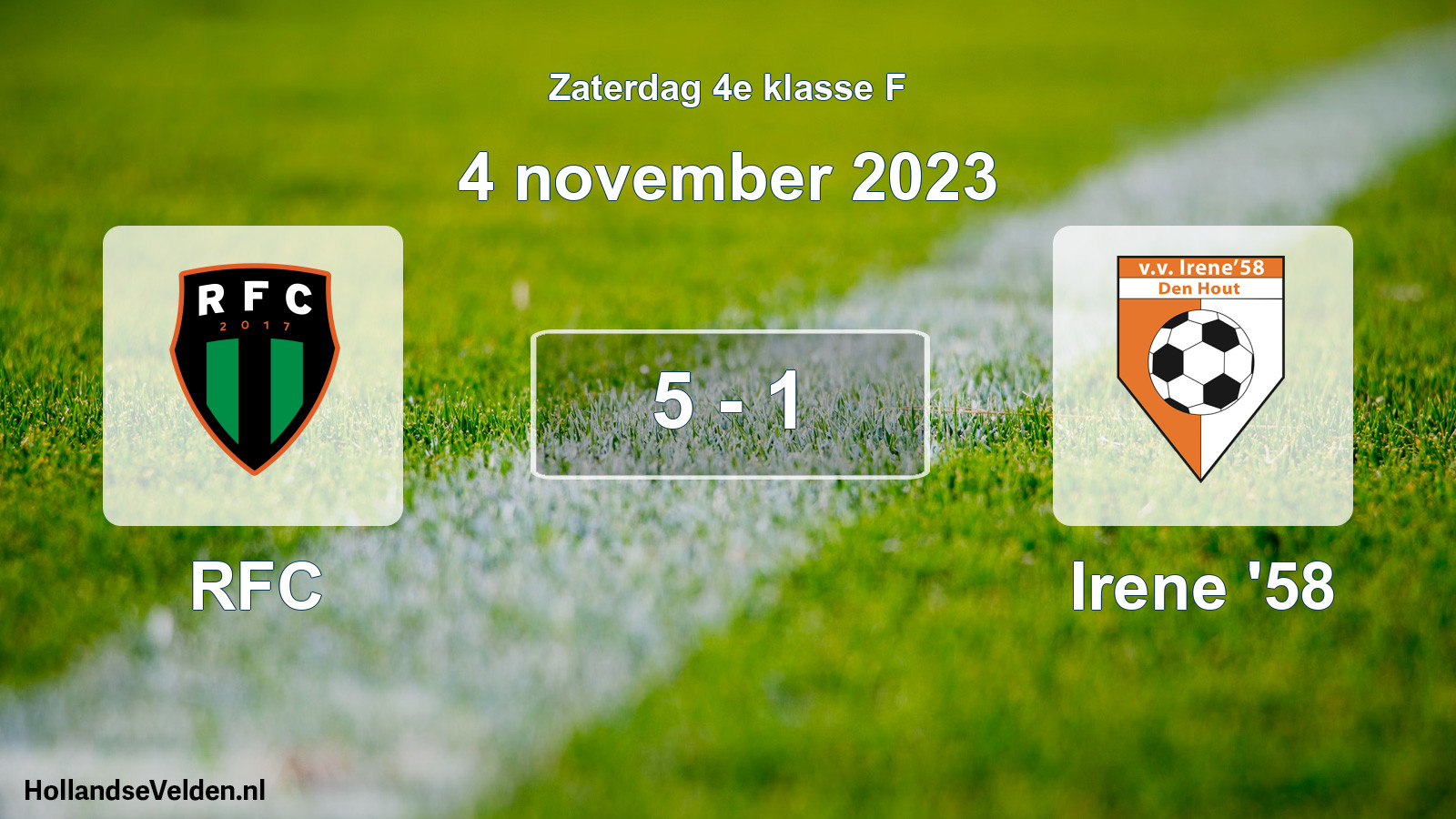 Total number of matches played: RFC - Irene '58 5 - 1 (4 November 2023)