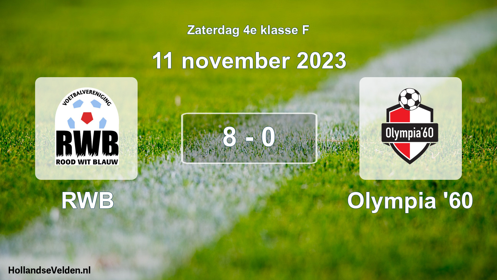 Total number of matches played: RWB - Olympia '60 8 - 0 (11 November 2023)