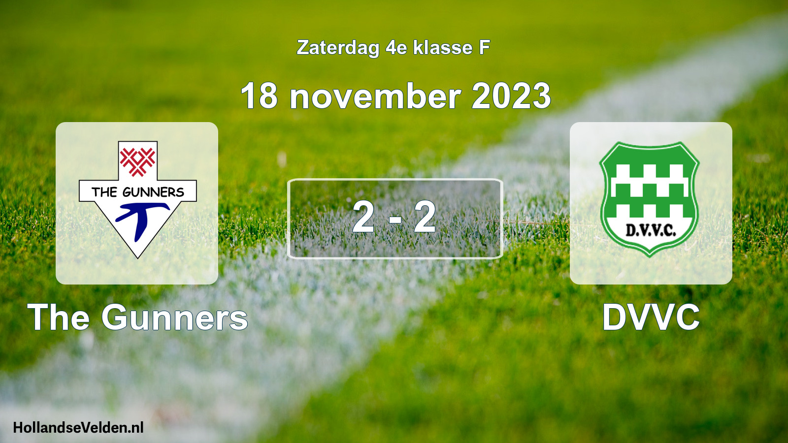 Total number of matches played: The Gunners - DVVC 2 - 2 (18 November 2023)