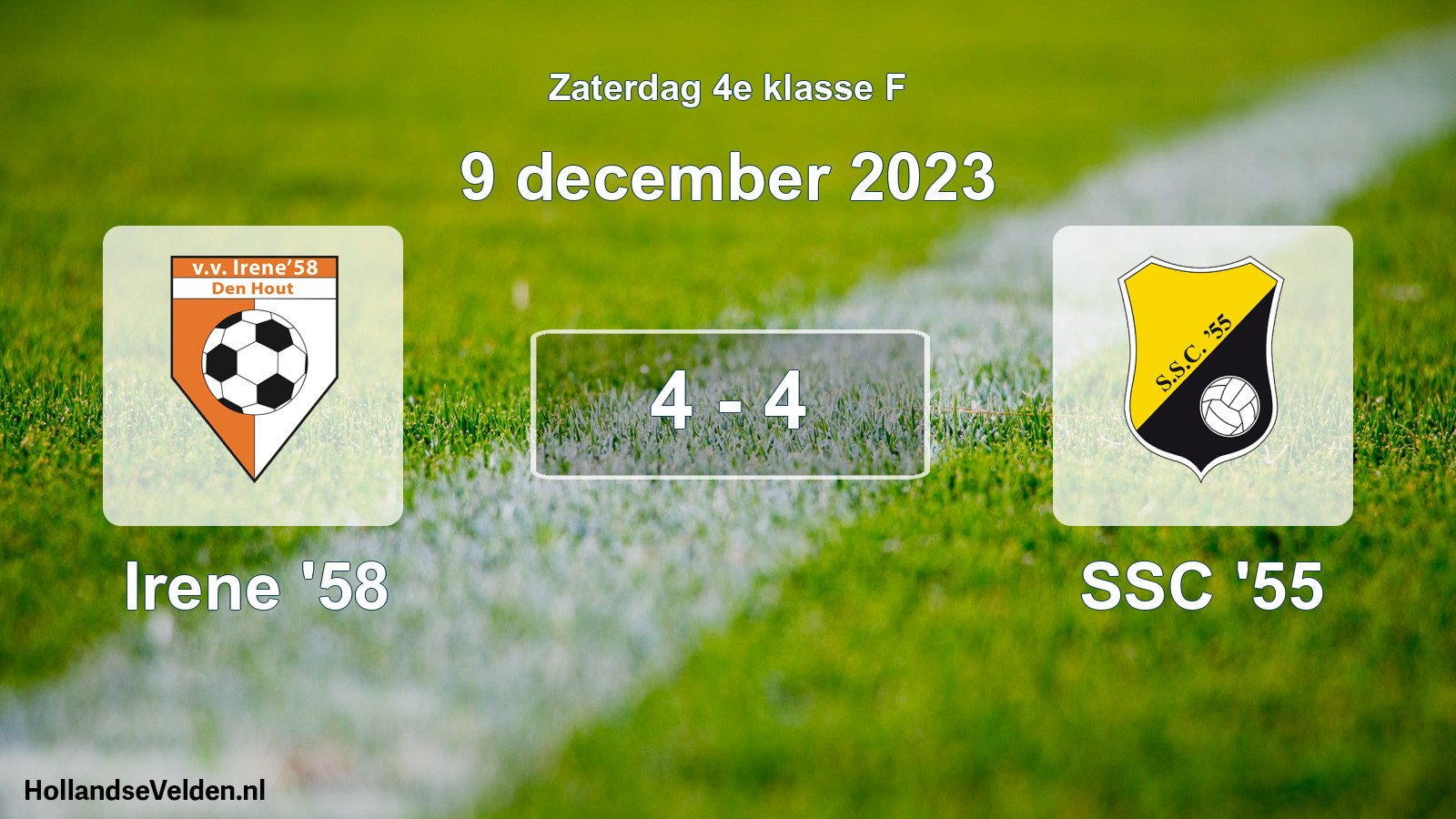 Total number of matches played: Irene '58 - SSC '55 4 - 4 (9 December 2023)