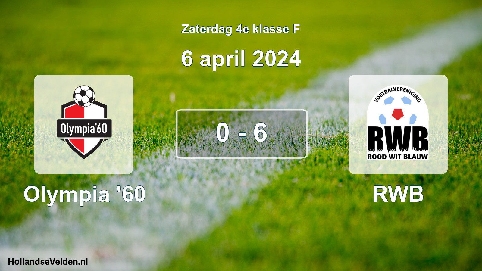 Total number of matches played: Olympia '60 - RWB 0 - 6 (6 April 2024)