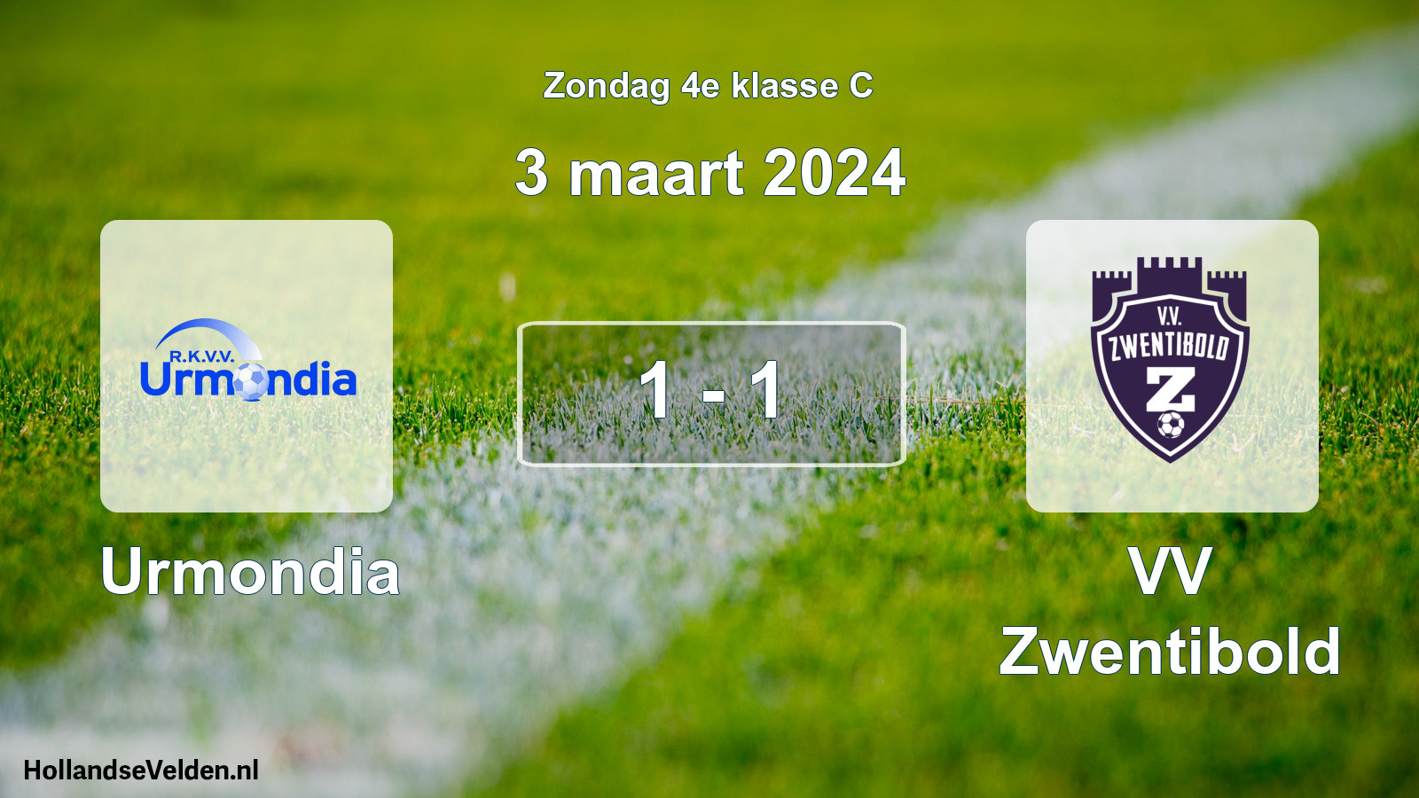 Total number of matches played: Urmondia - VV Zwentibold 1 - 1 (3 March 2024)
