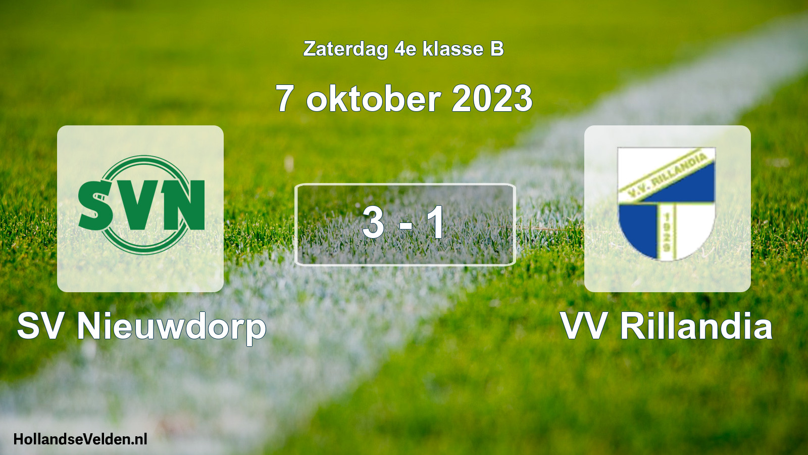 Total number of matches played: SV Nieuwdorp - VV Rillandia 3 - 1 (7 October 2023)