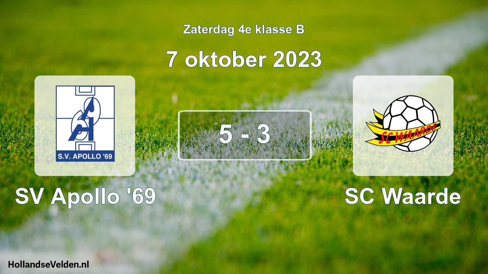 Total number of matches played: SV Apollo '69 - SC Waarde 5 - 3 (7 October 2023)