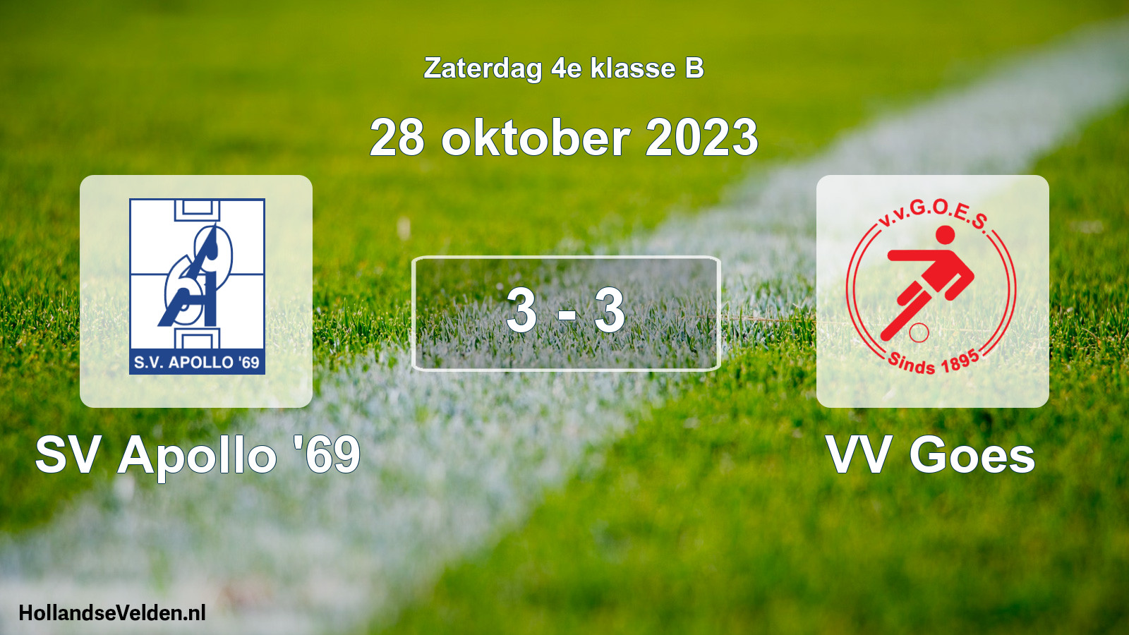 Total number of matches played: SV Apollo '69 - VV Goes 3 - 3 (28 October 2023)