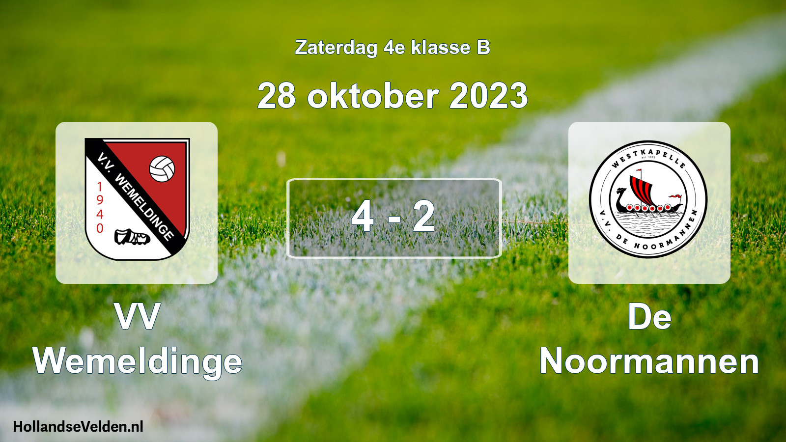 Total number of matches played: VV Wemeldinge - De Noormannen 4 - 2 (28 October 2023)