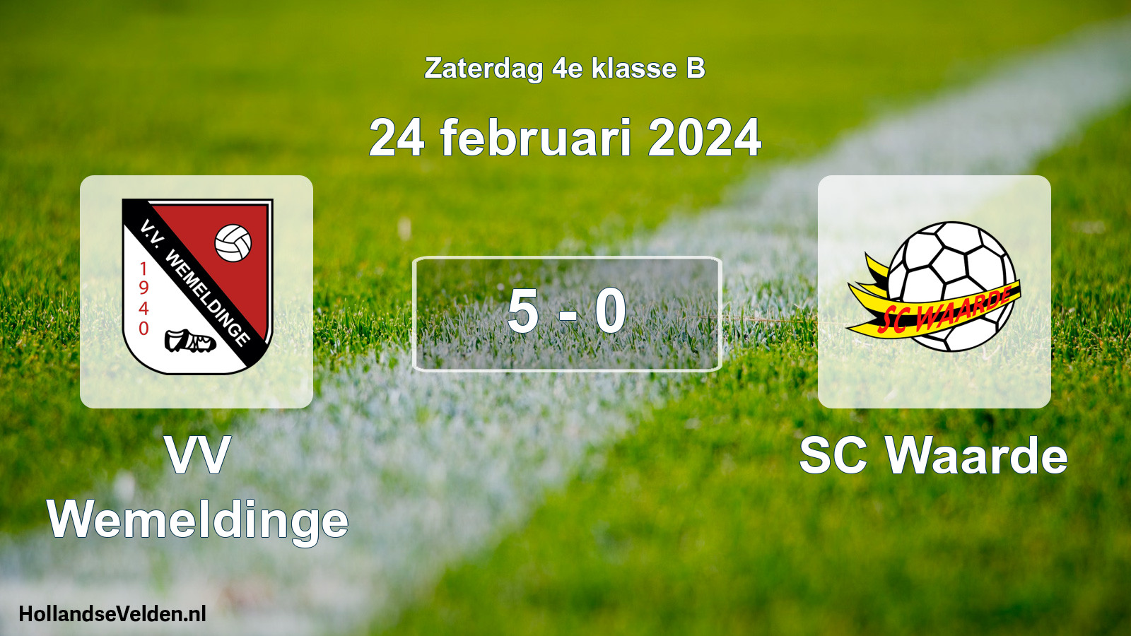 Total number of matches played: VV Wemeldinge - SC Waarde 5 - 0 (24 February 2024)