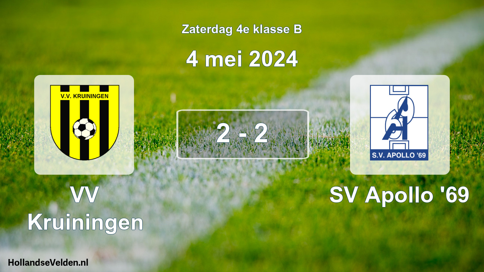 Total number of matches played: VV Kruiningen - SV Apollo '69 2 - 2 (4 May 2024)