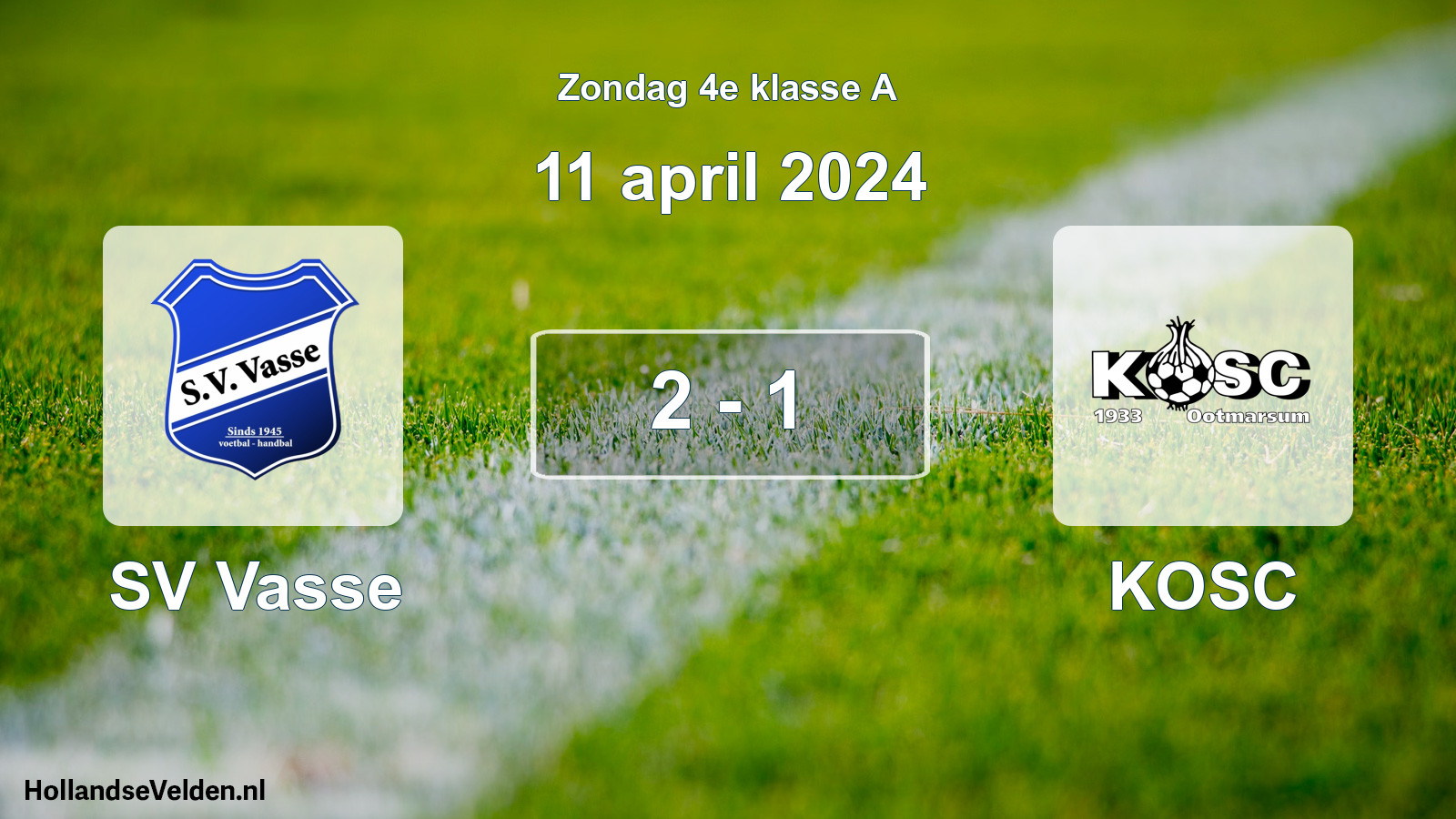 Total number of matches played: SV Vasse - KOSC 2 - 1 (11 April 2024)