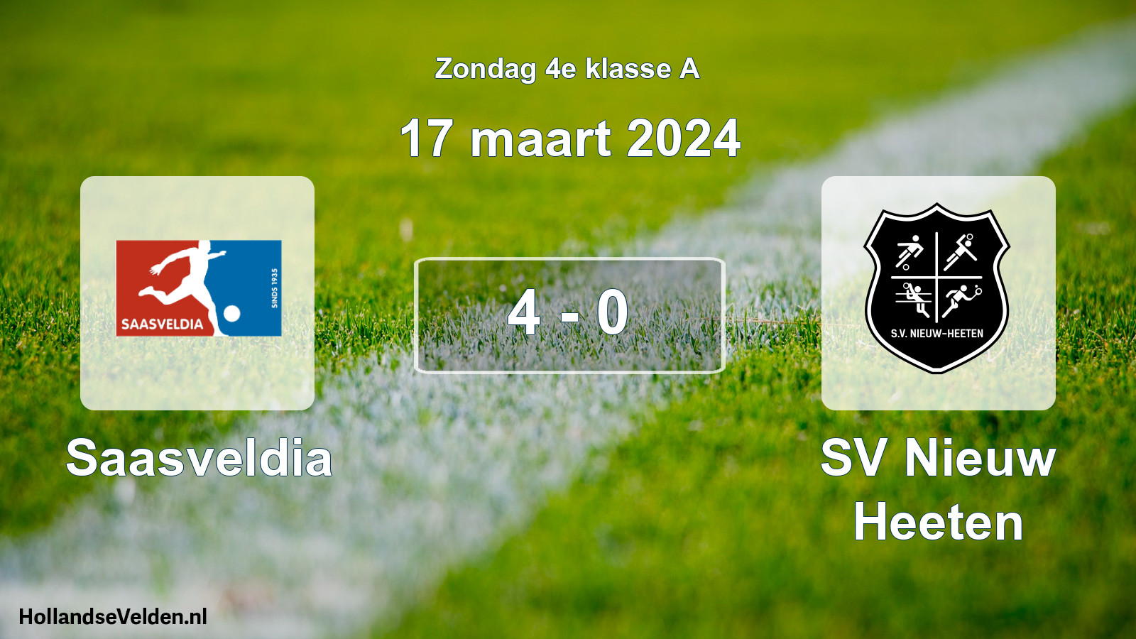 Total number of matches played: Saasveldia - SV Nieuw Heeten 4 - 0 (17 March 2024)