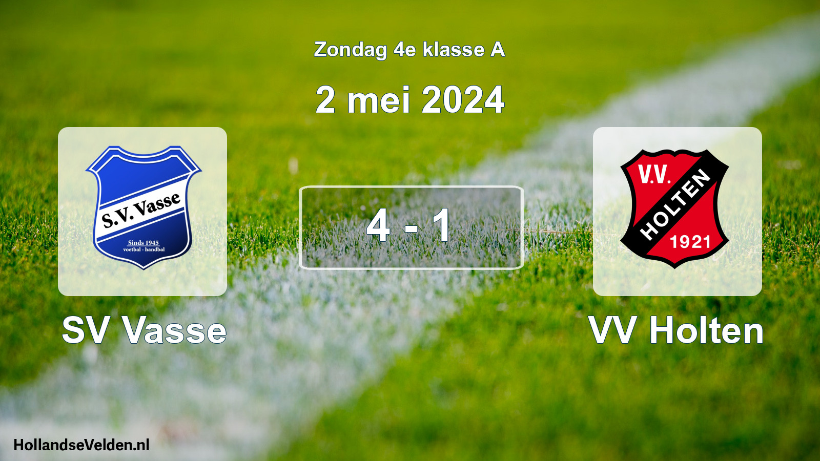 Total number of matches played: SV Vasse - VV Holten 4 - 1 (2 May 2024)
