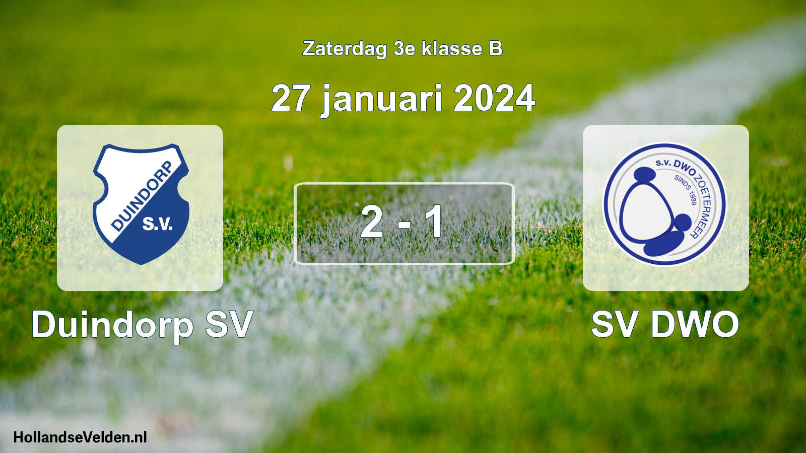 Total number of matches played: Duindorp SV - SV DWO 2 - 1 (27 January 2024)