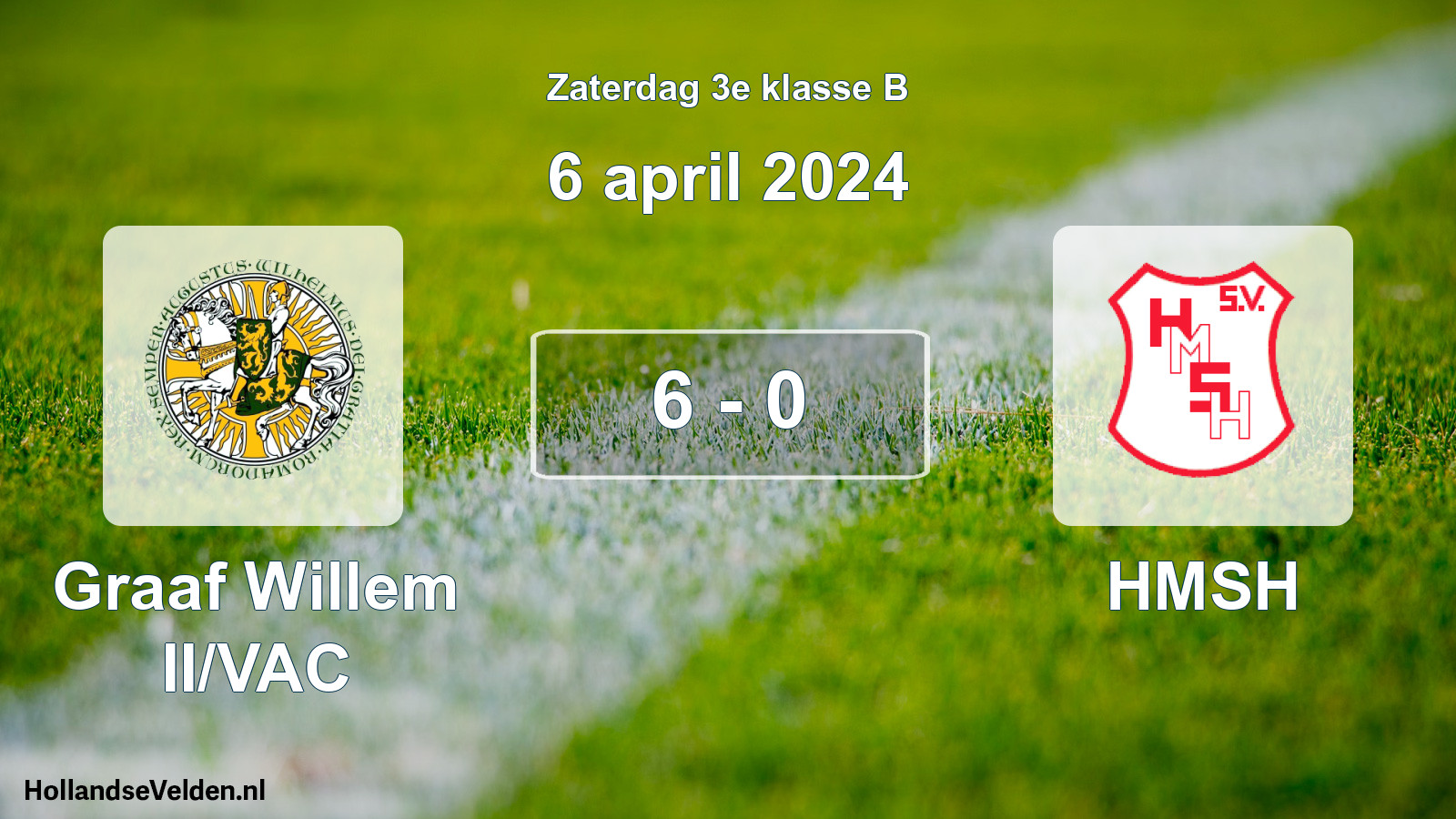 Total number of matches played: Graaf Willem II/VAC - HMSH 6 - 0 (6 April 2024)