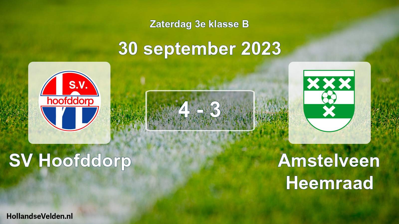 Total number of matches played: SV Hoofddorp - Amstelveen Heemraad 4 - 3 (30 September 2023)