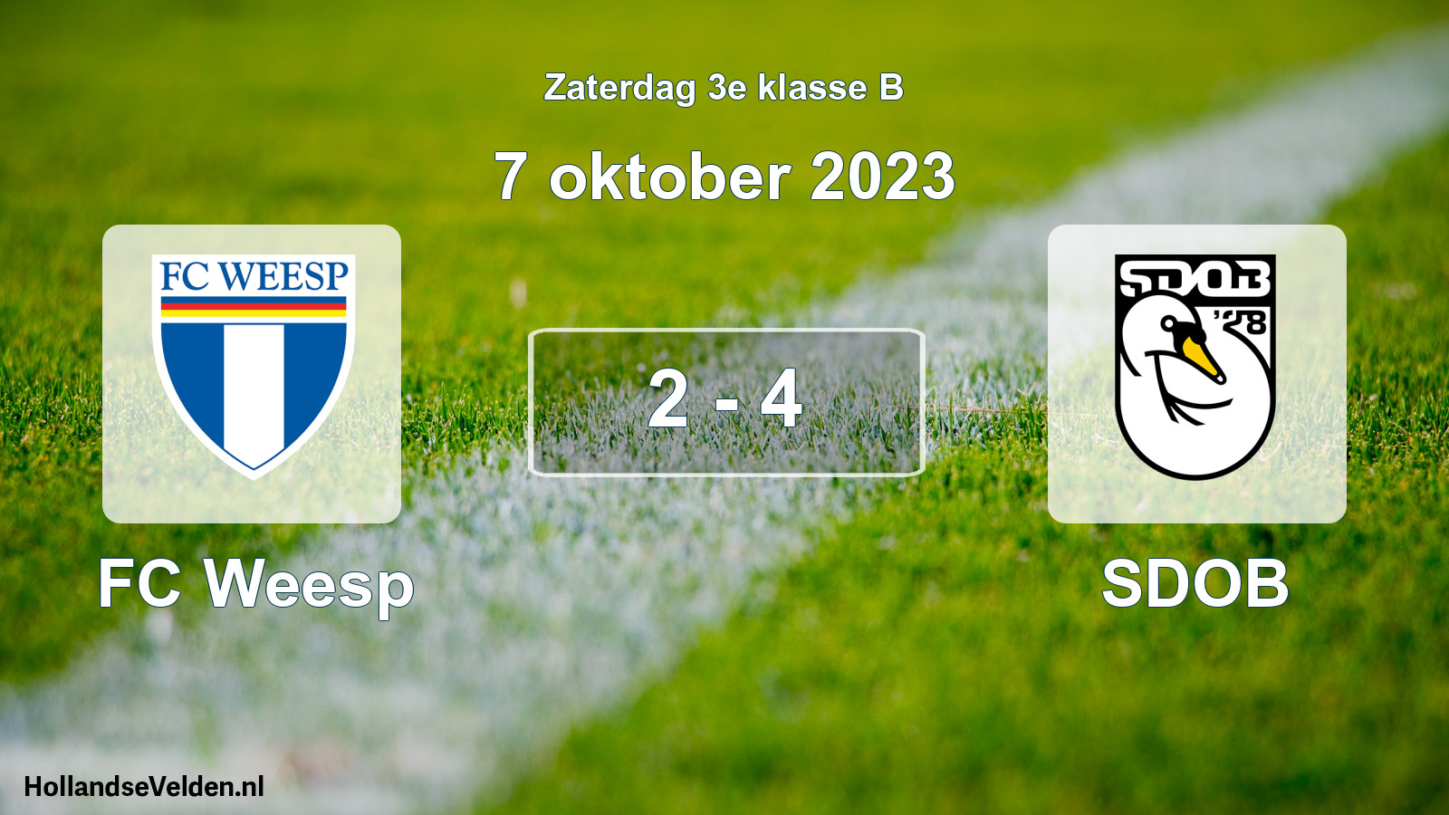 Total number of matches played: FC Weesp - SDOB 2 - 4 (7 October 2023)