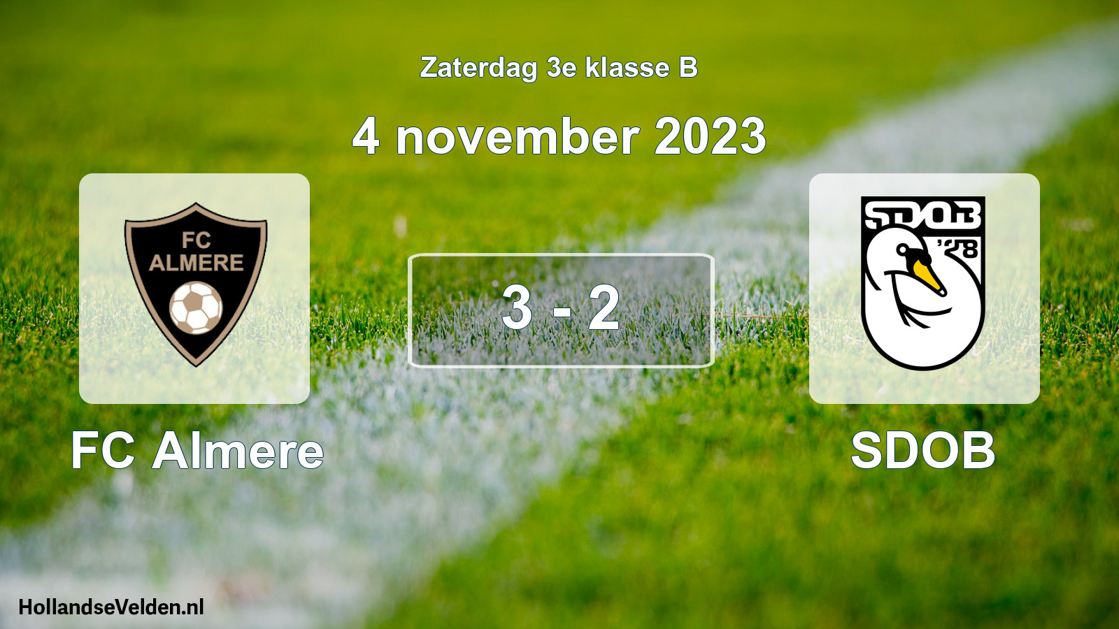 Total number of matches played: FC Almere - SDOB 3 - 2 (4 November 2023)