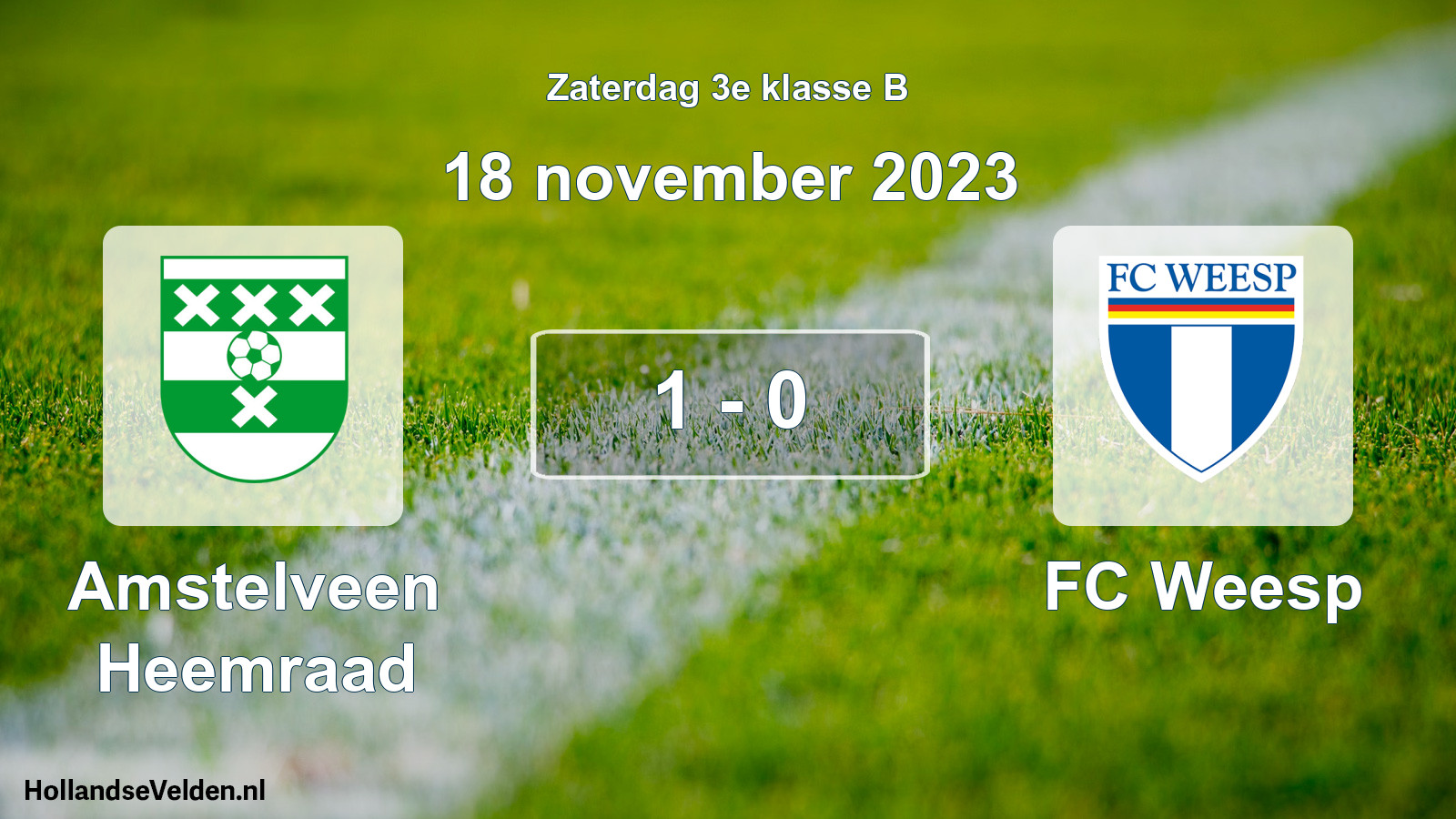 Total number of matches played: Amstelveen Heemraad - FC Weesp 1 - 0 (18 November 2023)
