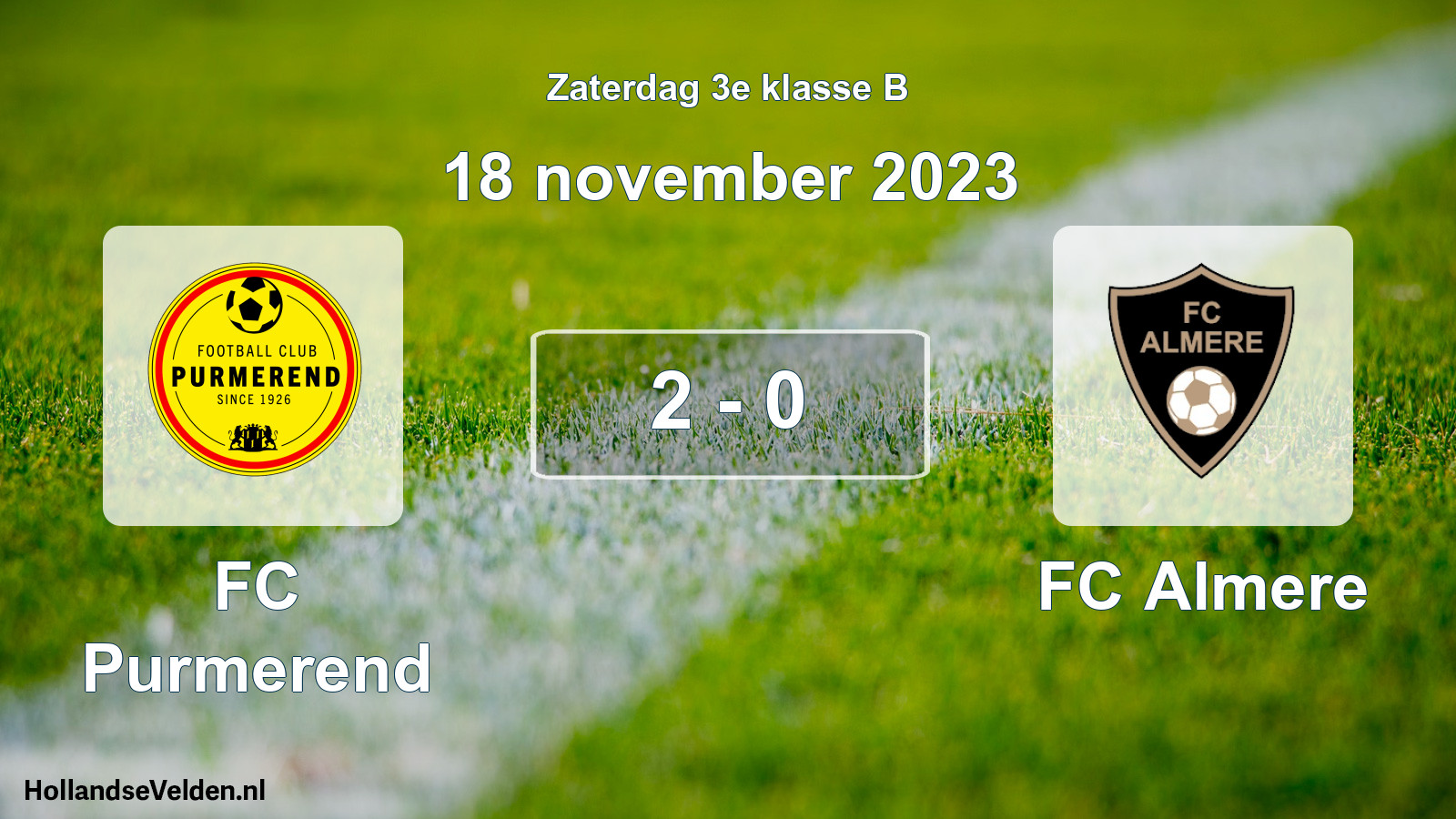 Total number of matches played: FC Purmerend - FC Almere 2 - 0 (18 November 2023)