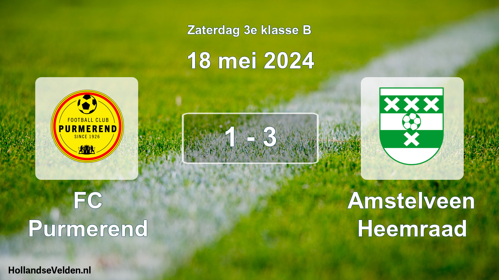 Total number of matches played: FC Purmerend - Amstelveen Heemraad 1 - 3 (18 May 2024)