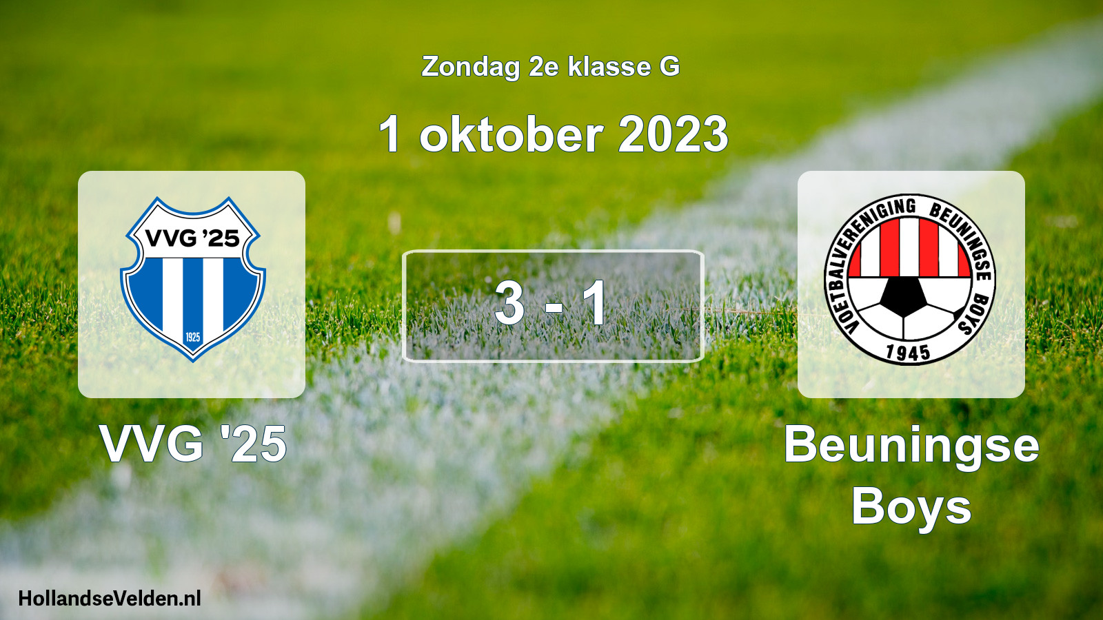 Total number of matches played: VVG '25 - Beuningse Boys 3 - 1 (1 October 2023)