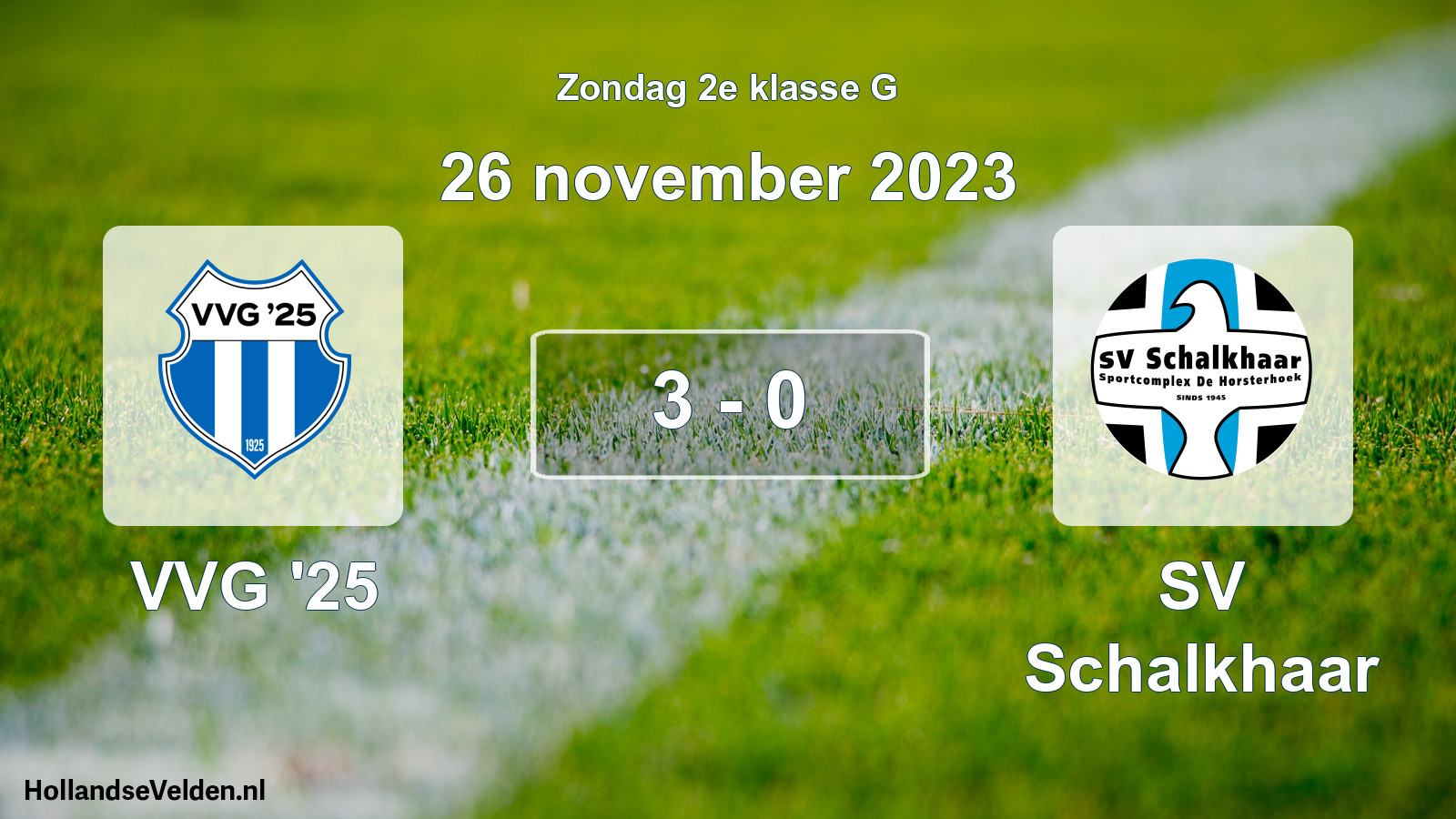 Total number of matches played: VVG '25 - SV Schalkhaar 3 - 0 (26 November 2023)