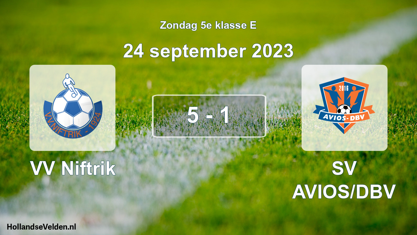 Total number of matches played: VV Niftrik - SV AVIOS/DBV 5 - 1 (24 September 2023)