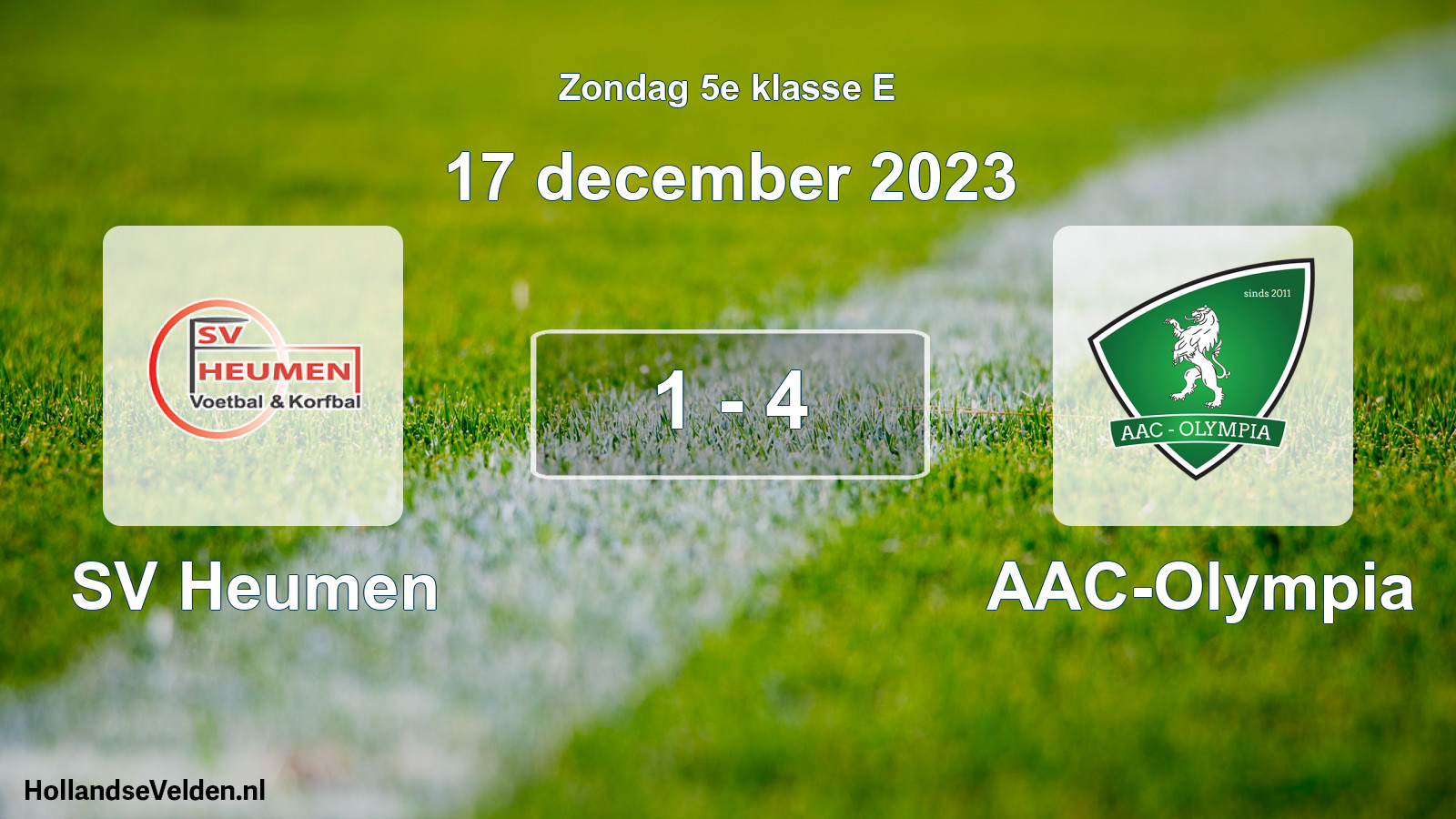 Total number of matches played: SV Heumen - AAC-Olympia 1 - 4 (17 December 2023)