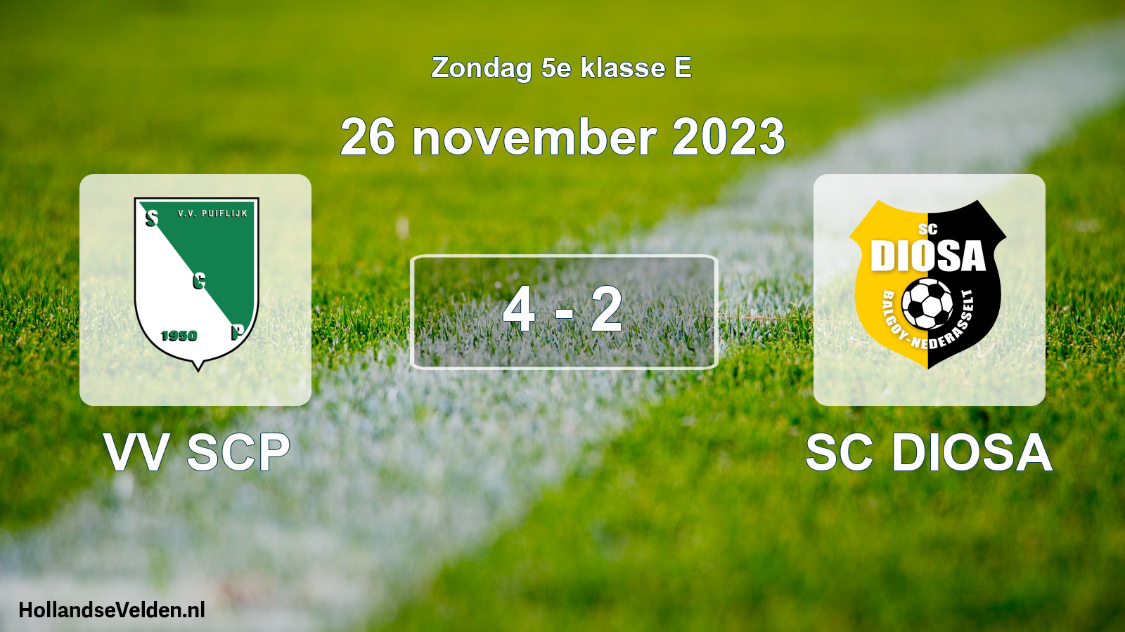 Total number of matches played: VV SCP - SC DIOSA 4 - 2 (26 November 2023)