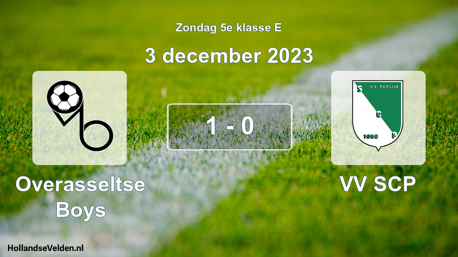 Total number of matches played: Overasseltse Boys - VV SCP 1 - 0 (3 December 2023)