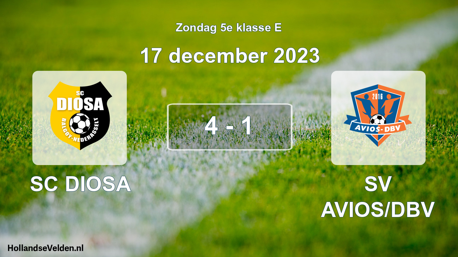Total number of matches played: SC DIOSA - SV AVIOS/DBV 4 - 1 (17 December 2023)
