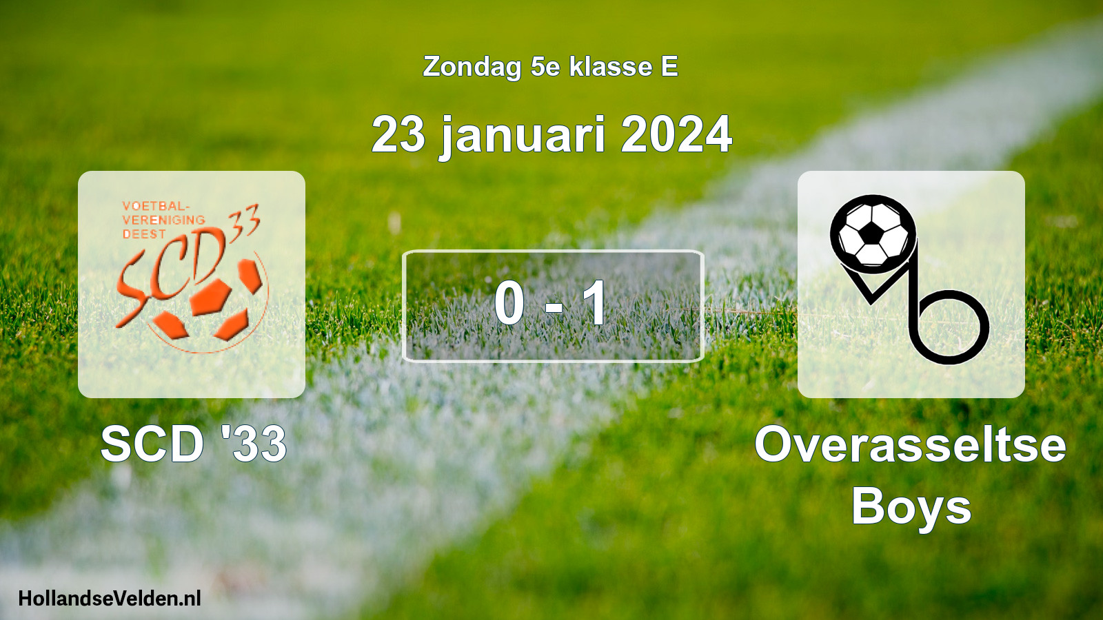 Total number of matches played: SCD '33 - Overasseltse Boys 0 - 1 (23 January 2024)