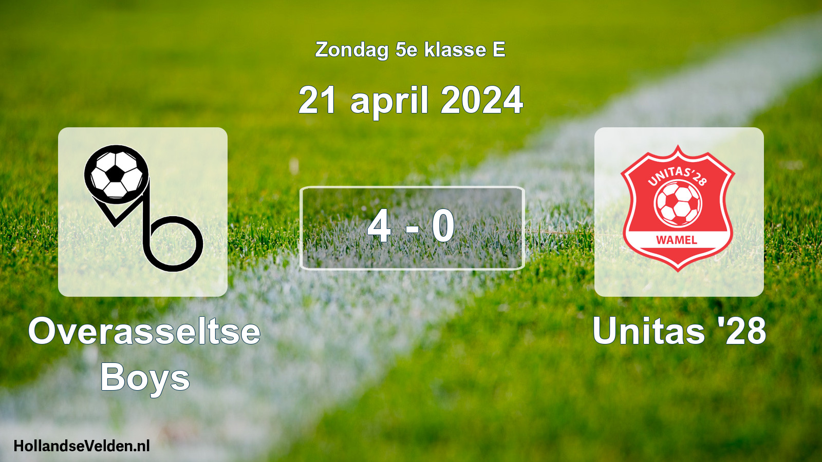 Total number of matches played: Overasseltse Boys - Unitas '28 4 - 0 (21 April 2024)