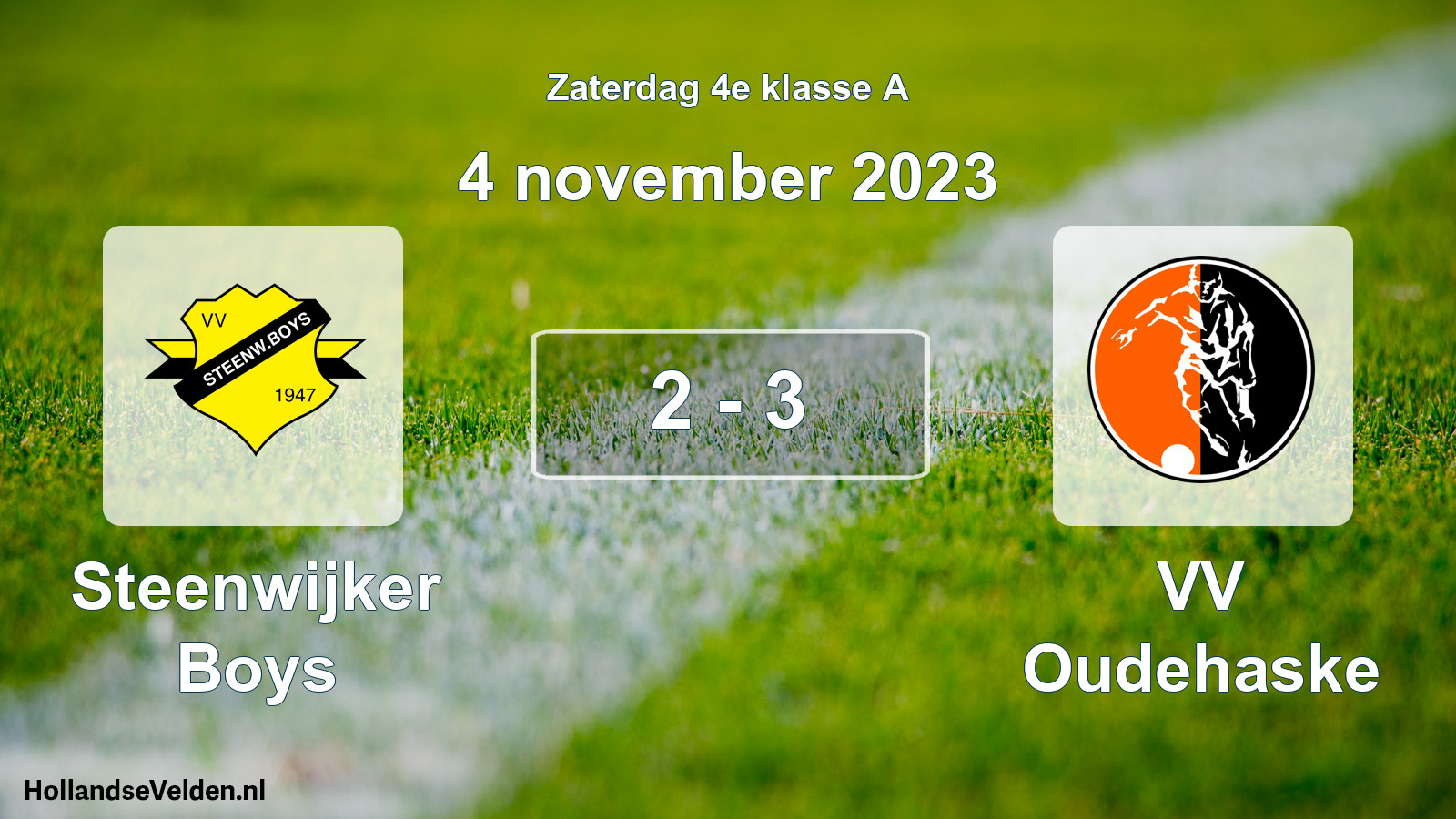 Total number of matches played: Steenwijker Boys - VV Oudehaske 2 - 3 (4 November 2023)