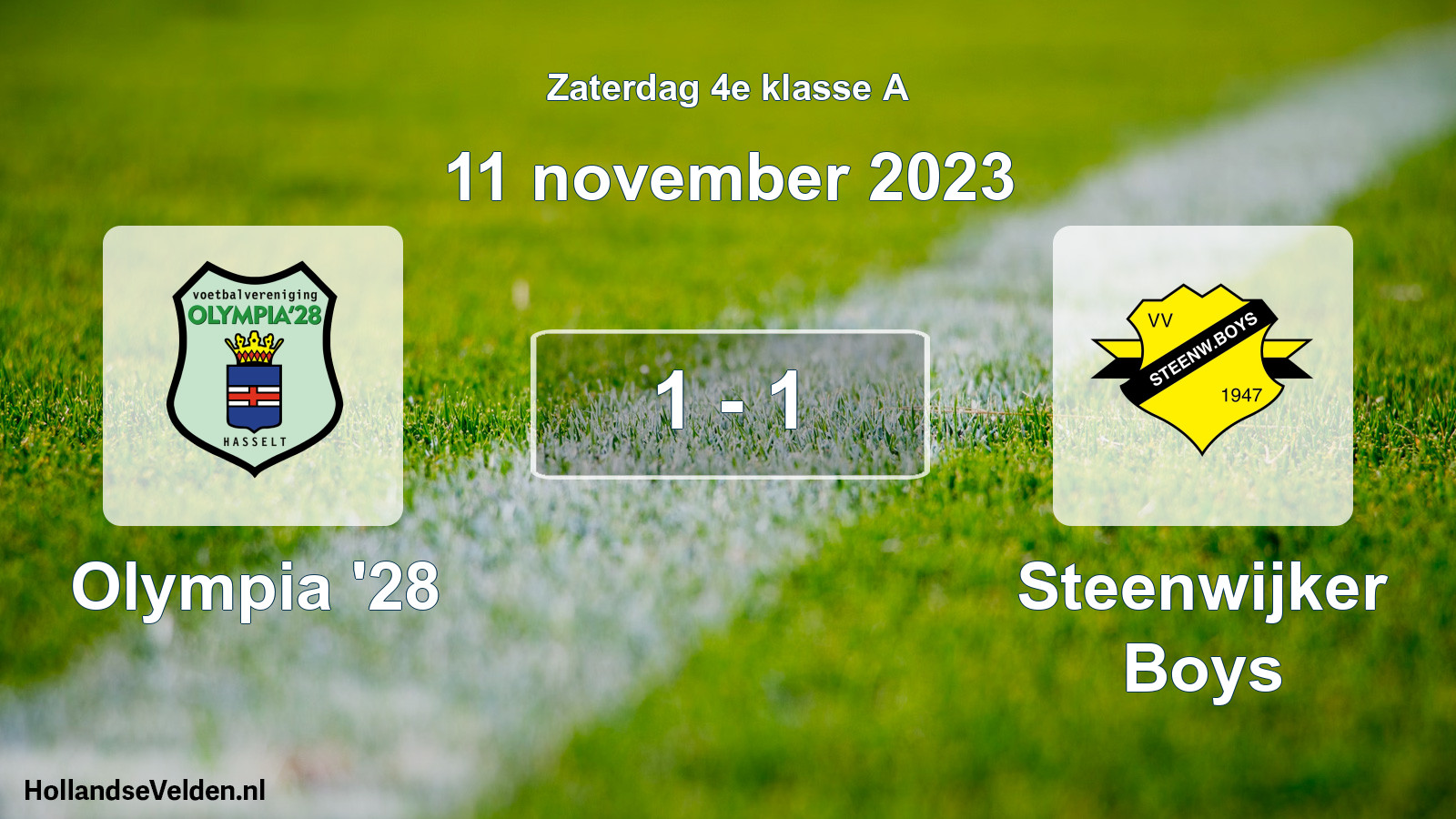 Total number of matches played: Olympia '28 - Steenwijker Boys 1 - 1 (11 November 2023)