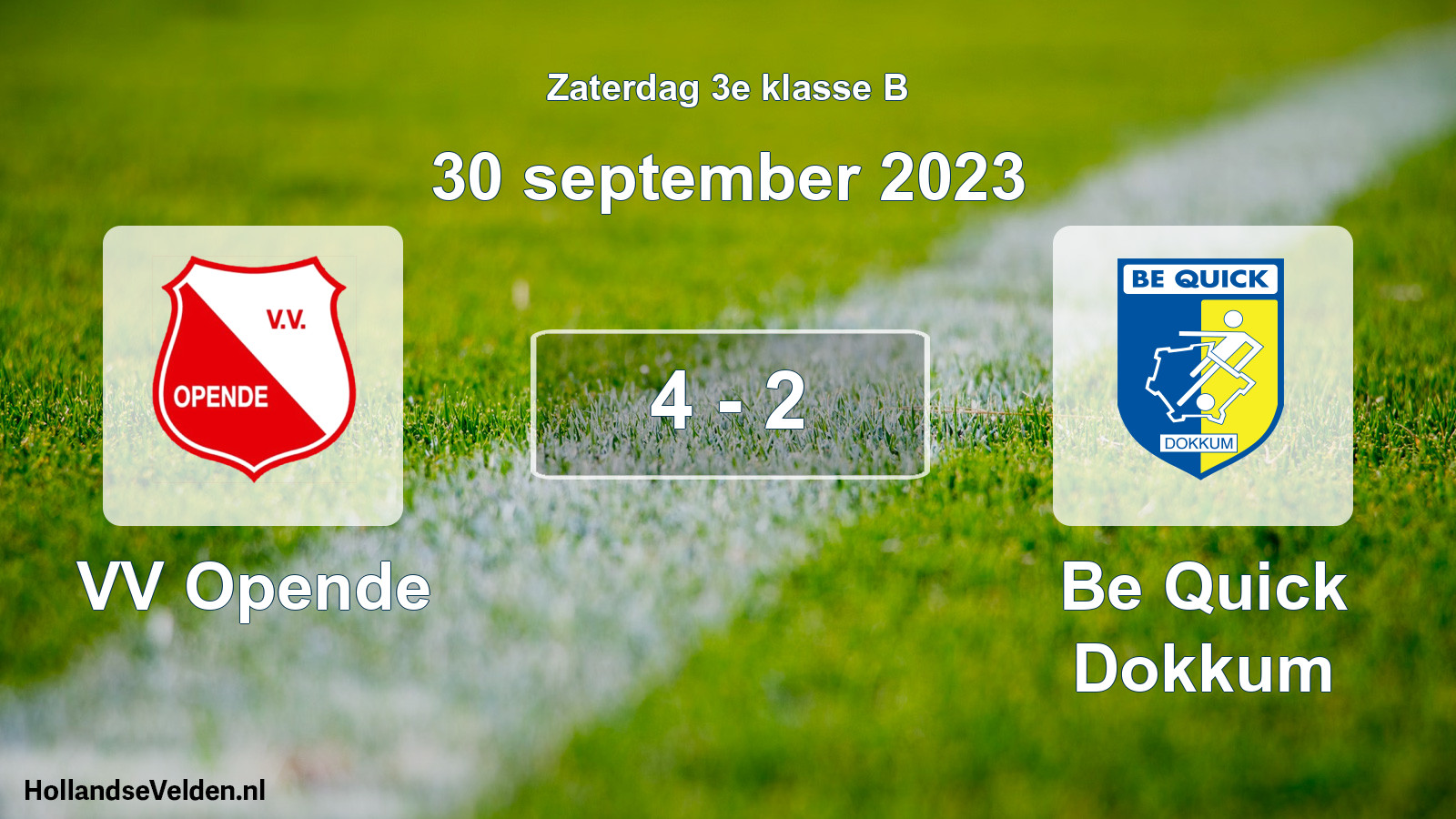 Total number of matches played: VV Opende - Be Quick Dokkum 4 - 2 (30 September 2023)