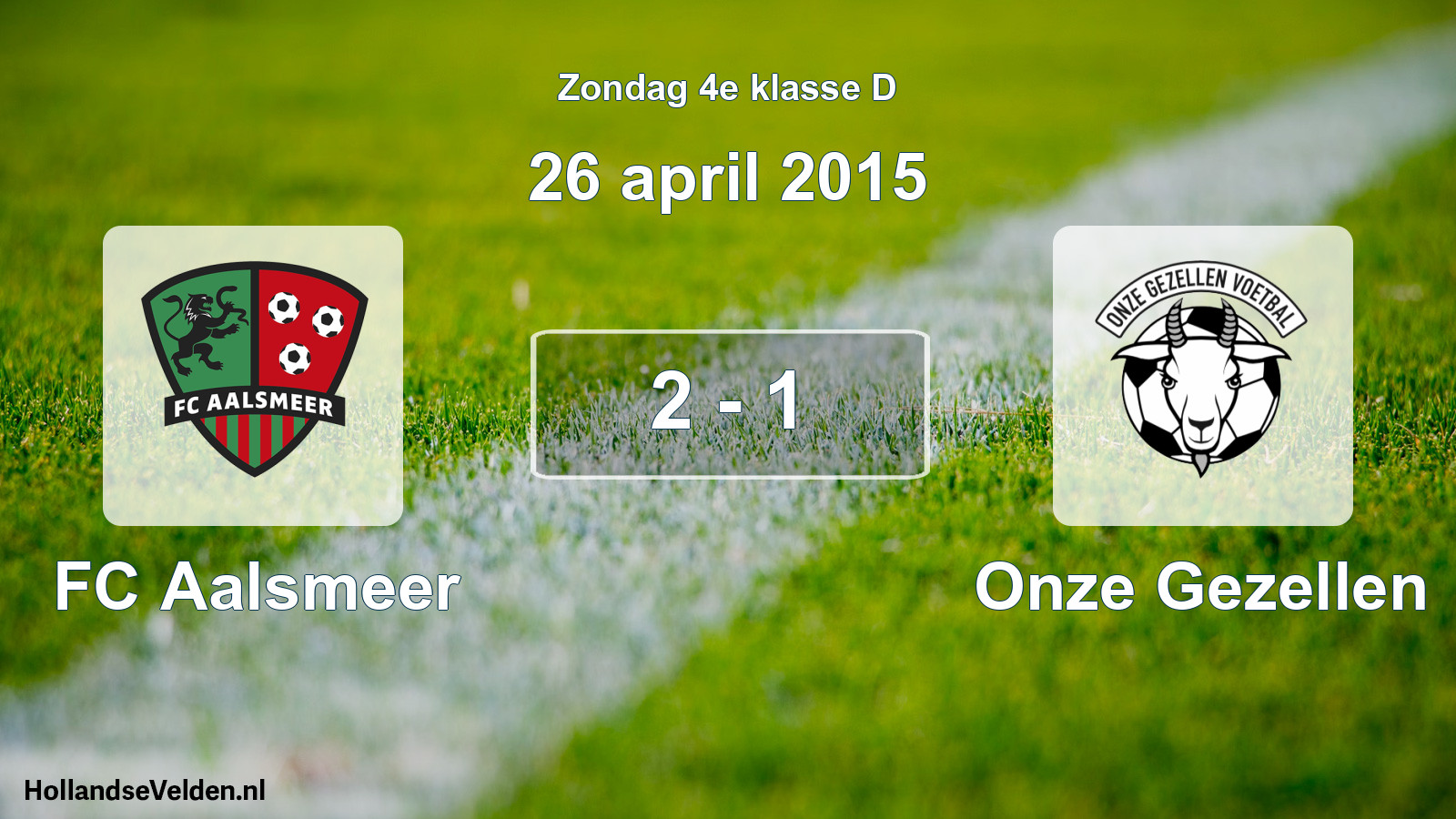 Gespeelde wedstrijd: FC Aalsmeer - Onze Gezellen 2 - 1 (26 april 2015)