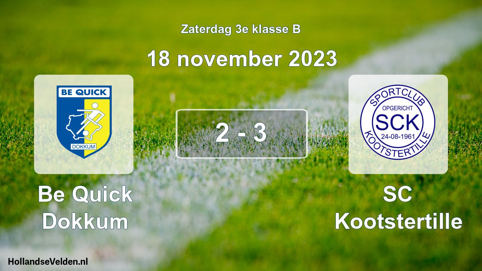 Total number of matches played: Be Quick Dokkum - SC Kootstertille 2 - 3 (18 November 2023)