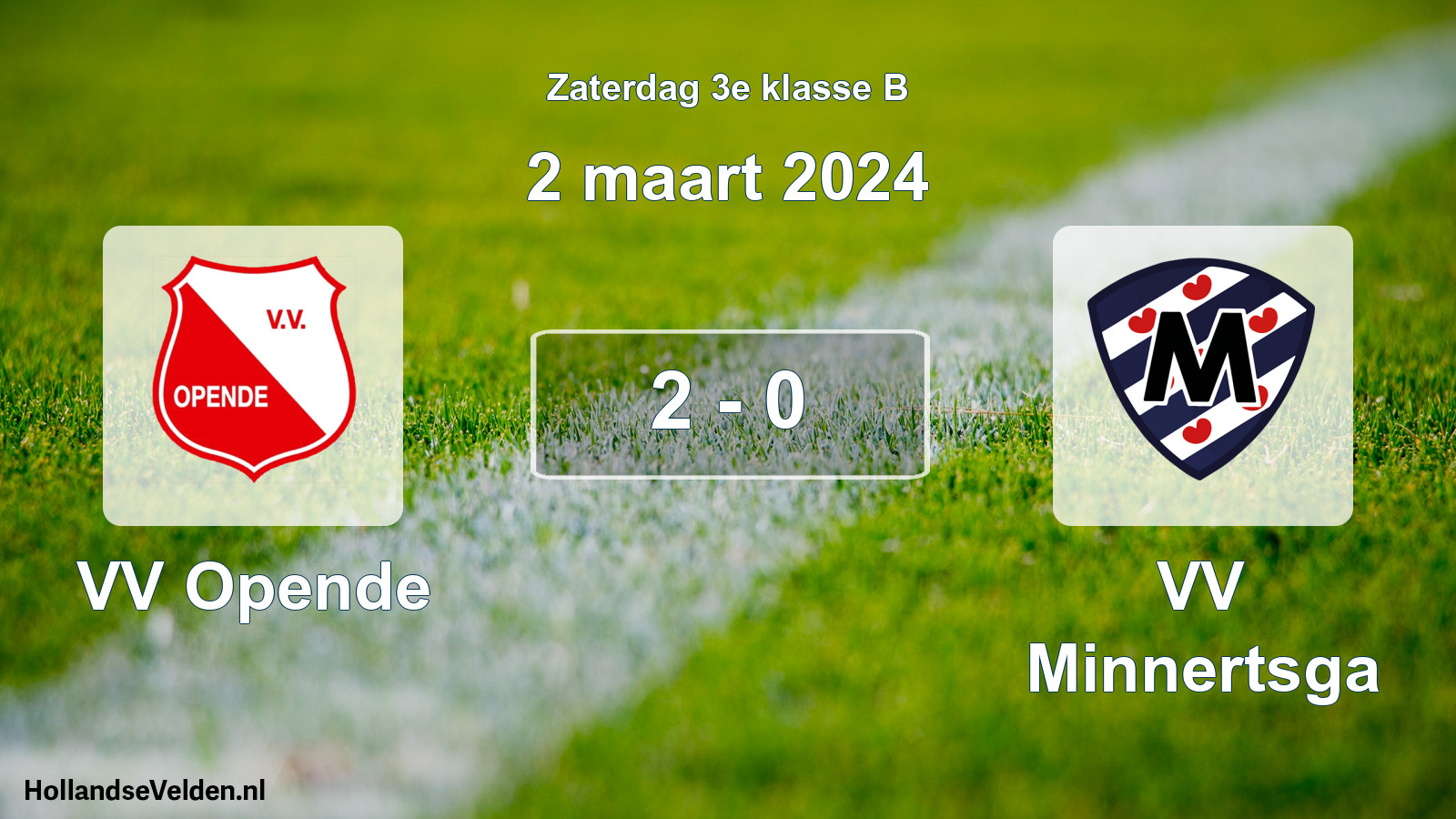 Total number of matches played: VV Opende - VV Minnertsga 2 - 0 (2 March 2024)