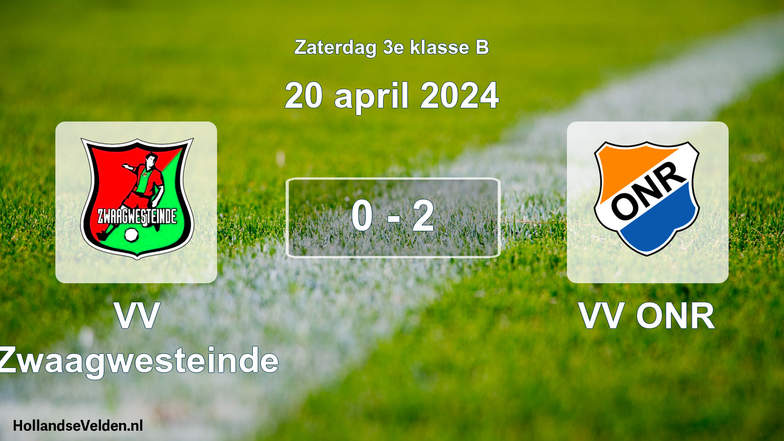 Total number of matches played: VV Zwaagwesteinde - VV ONR 0 - 2 (20 April 2024)