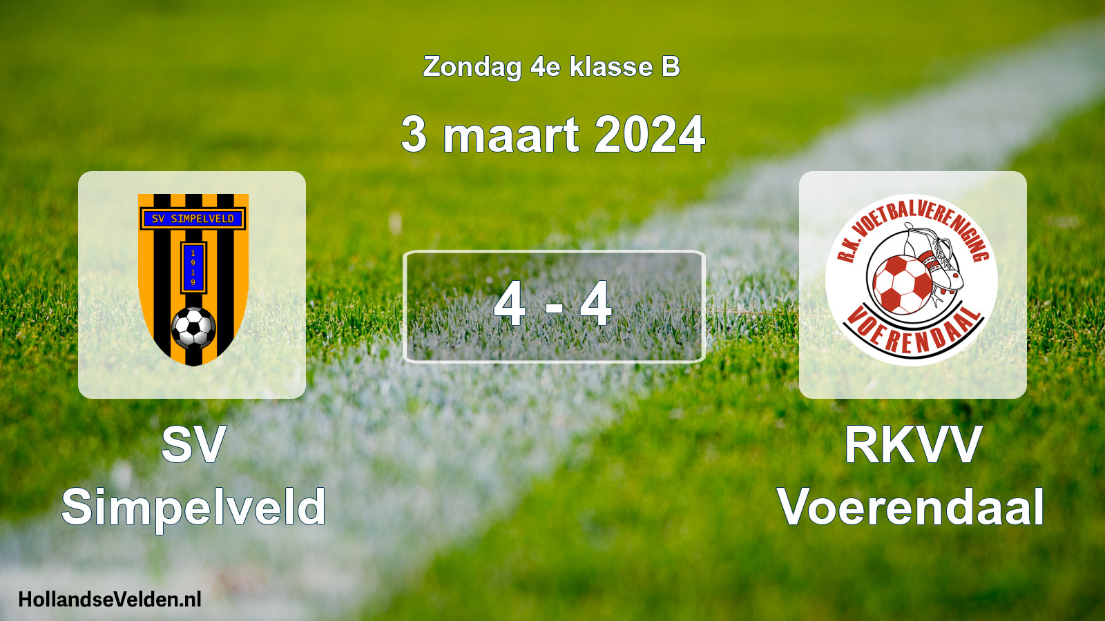 Total number of matches played: SV Simpelveld - RKVV Voerendaal 4 - 4 (3 March 2024)