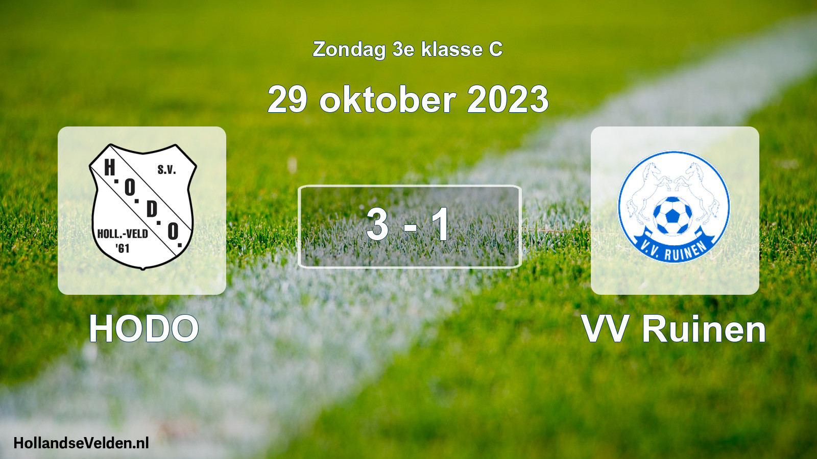 Gespeelde wedstrijd: HODO - VV Ruinen 3 - 1 (29 oktober 2023)