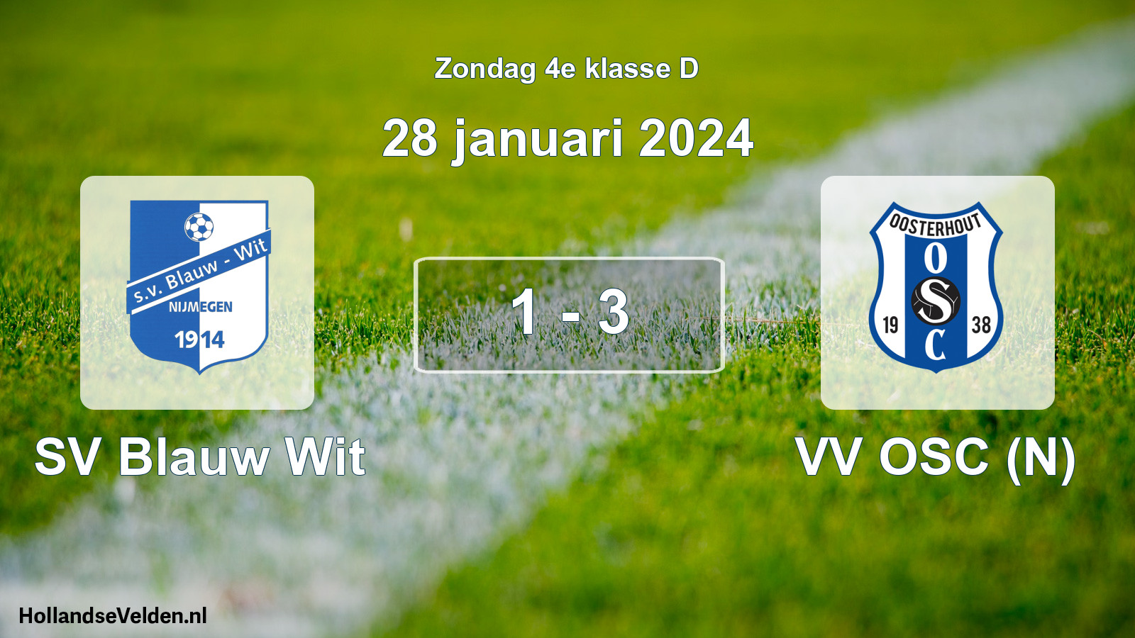 Total number of matches played: SV Blauw Wit - VV OSC (N) 1 - 3 (28 January 2024)
