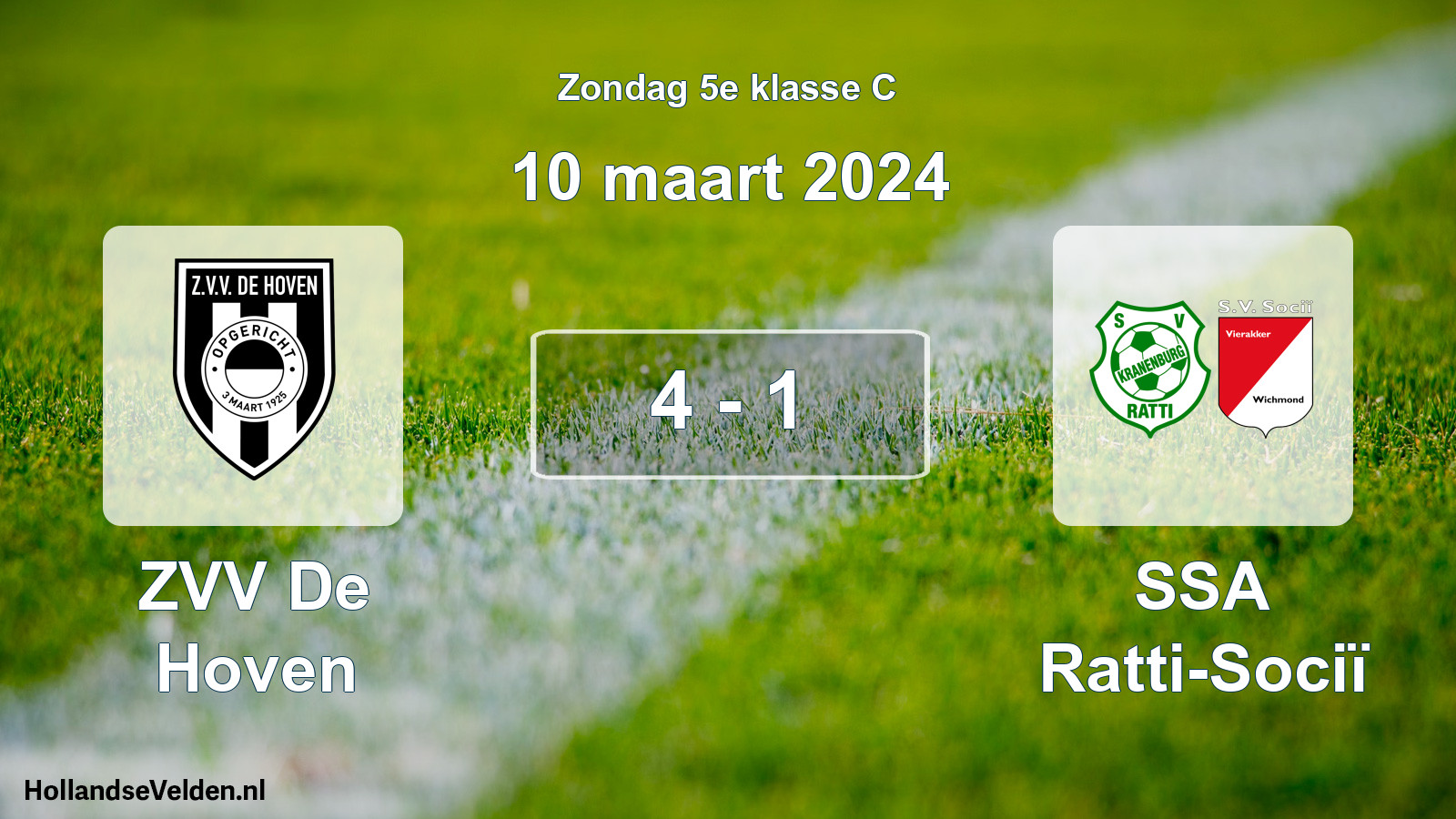 Total number of matches played: ZVV De Hoven - SSA Ratti-Sociï 4 - 1 (10 March 2024)
