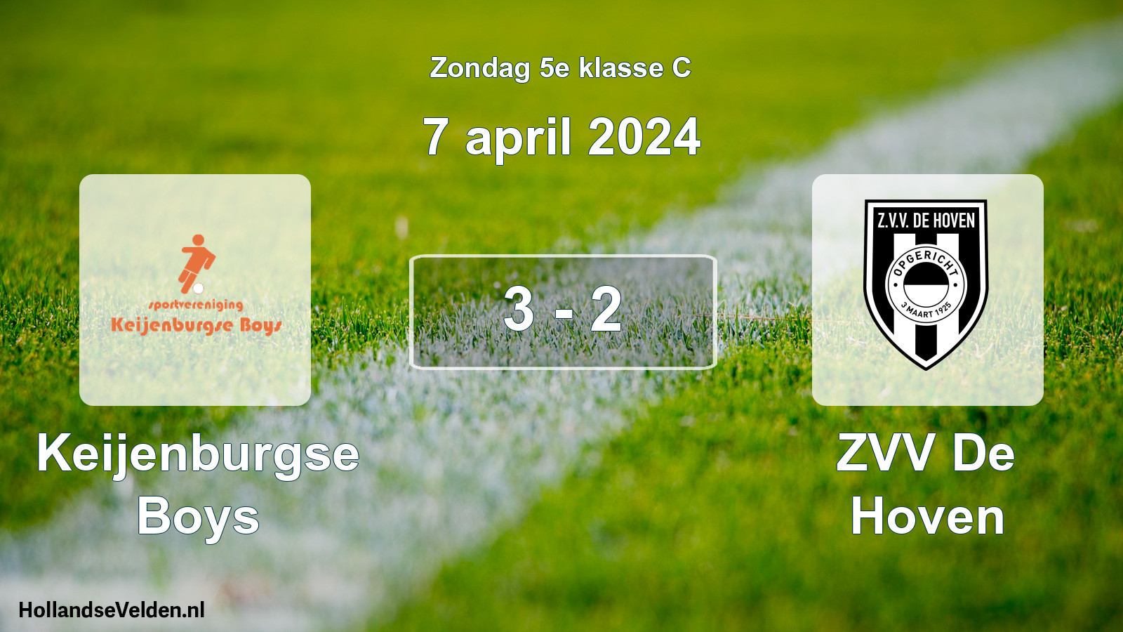 Total number of matches played: Keijenburgse Boys - ZVV De Hoven 3 - 2 (7 April 2024)